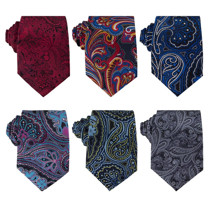 Adulove Men's Necktie Classic Silk Tie Woven Jacquard Neck Ties 6 PCS - Image 1